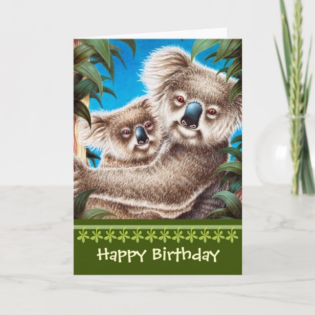Cartão de Aniversário Koalas (Frente)