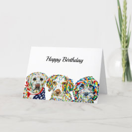 Cartão de Aniversário Labrador Spaniel Sheepadoodl