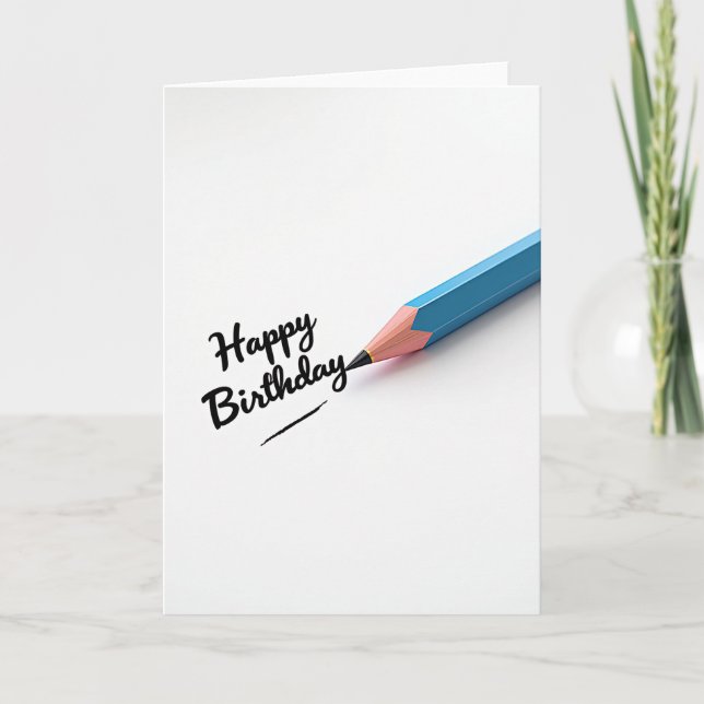 Cartão de Aniversário Lápis Azul (Frente)