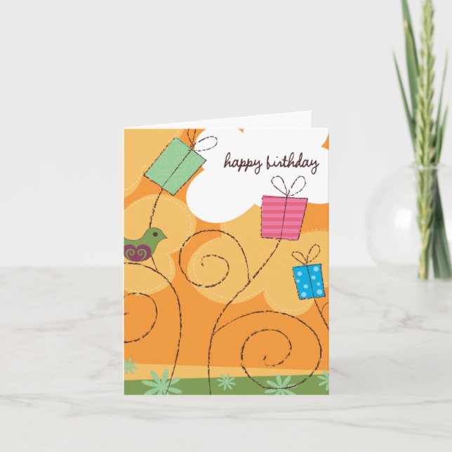 Cartão de Aniversário Laranja (Frente)