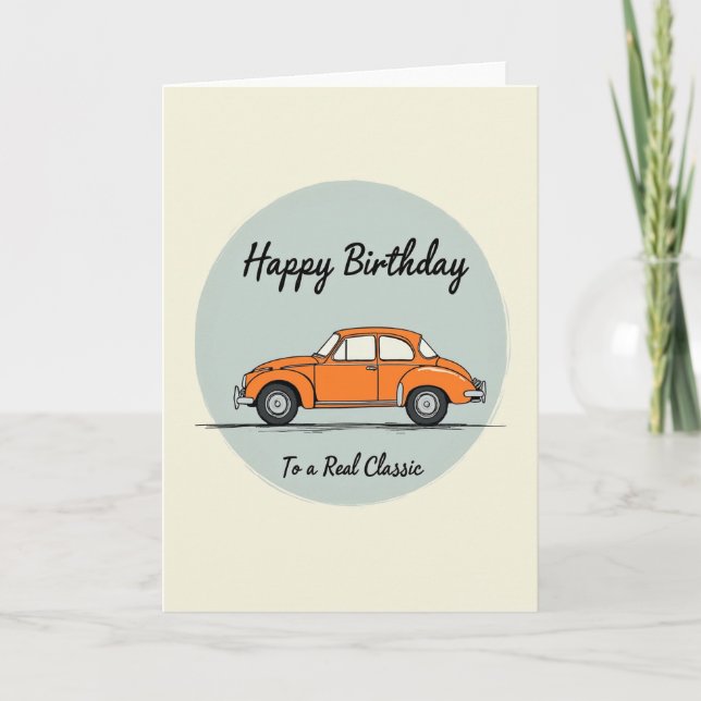 Cartão de Aniversário Laranja Automático Clássico (Frente)