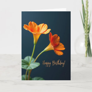 Cartão de Aniversário Laranja Florido Vibrante
