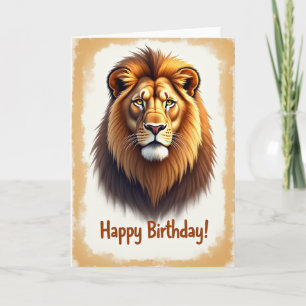 Cartão de Aniversário Leão Majestoso