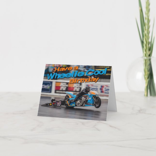 Cartão de aniversário legal Wheelie (Frente)