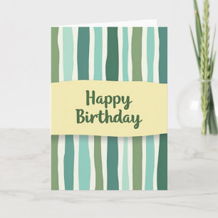 Cartão de Aniversário Listrado Verde