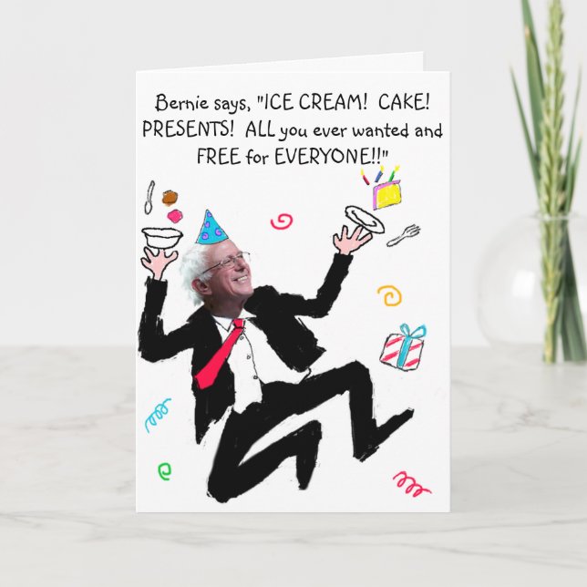 Cartão de Aniversário Livre Para Todos Bernie (Frente)