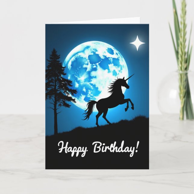 Cartão de Aniversário Lua Azul (Frente)