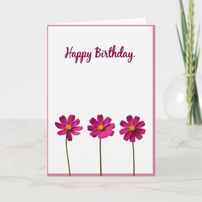 Cartão de Aniversário Magenta Script (Frente)