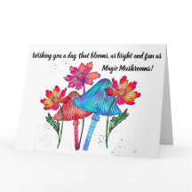 Cartão de Aniversário Mágico de Cogumelos