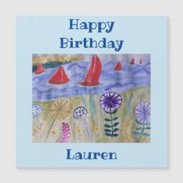 Cartão de Aniversário Magnético de Velas Vermelhas