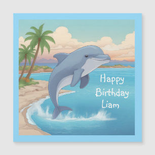 Cartão de Aniversário Magnético Feliz Dolphin