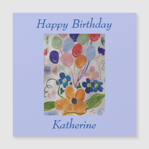 Cartão de Aniversário Magnético Flores e Balões