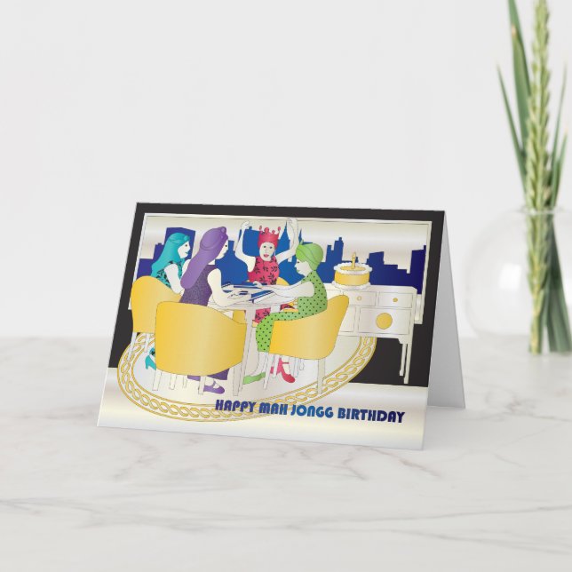 Cartão de Aniversário Mah Jongg New York (Frente)