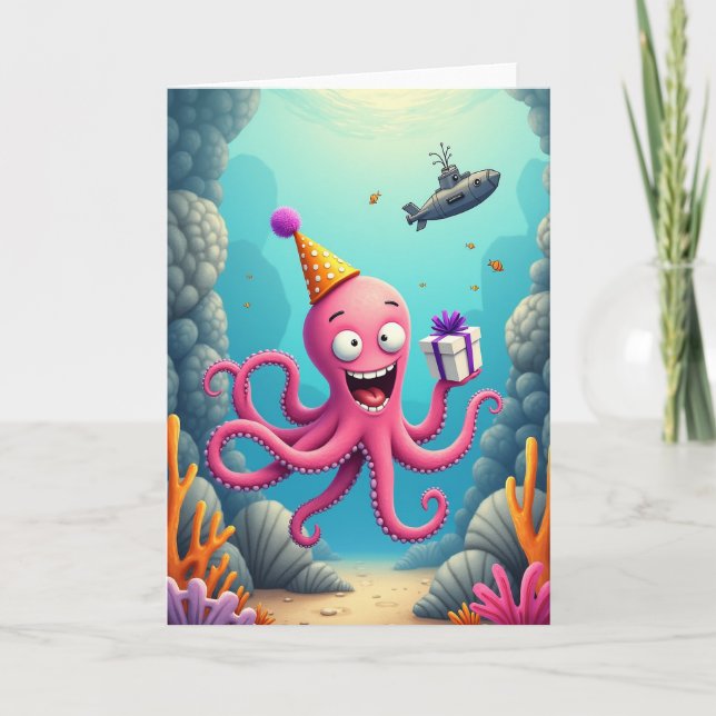 Cartão de Aniversário Marinho Rosa (Frente)