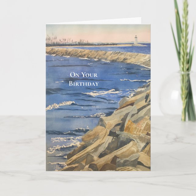 Cartão de Aniversário Marítimo Náutico, De Cores A (Frente)