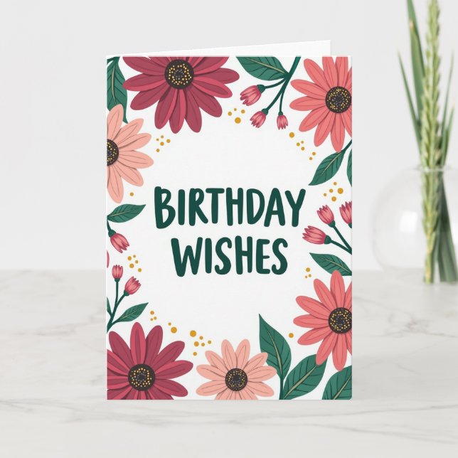 Cartão de Aniversário Maroon Bloom (Frente)