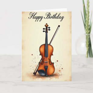 Cartão de Aniversário Melódico de Violino