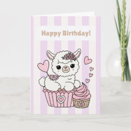 Cartão de Aniversário Menina Lhama Fofa