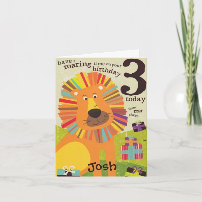 Cartão de Aniversário - Meninos Terceiro Aniversár (Frente)