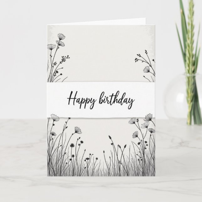 Cartão de Aniversário Minimalist Bloom (Frente)