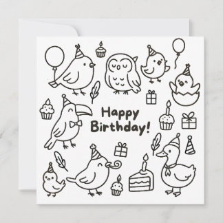 Cartão de Aniversário Minimalista com Desenho de P