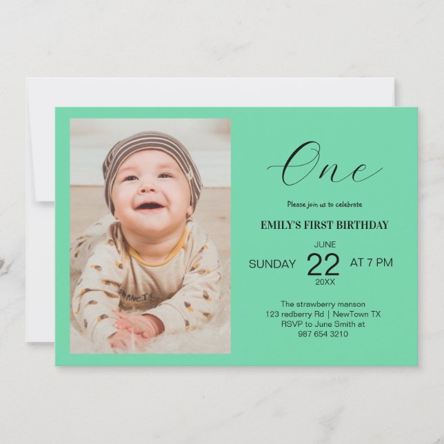 Cartão de aniversário minimalista com foto (Frente)