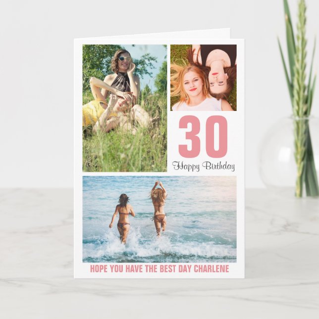 Cartão de Aniversário Moderno com Foto Qualquer Id (Frente)