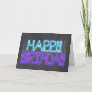 Cartão de Aniversário Moderno - Neon Grunge