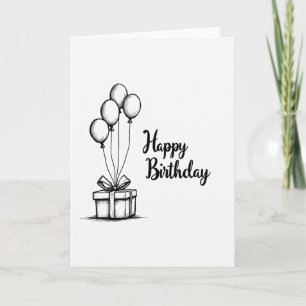 Cartão de Aniversário Monocromático Alegre