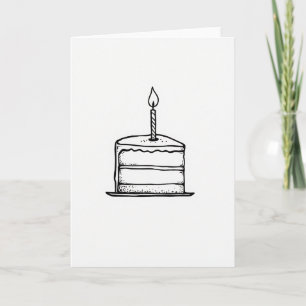 Cartão de Aniversário Monocromático Clássico