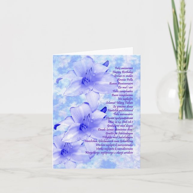 Cartão de aniversário multilingue (Frente)