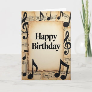 Cartão de Aniversário Musical em Pergaminho
