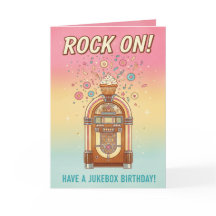 Cartão de Aniversário Musical Retro Jukebox Rock O