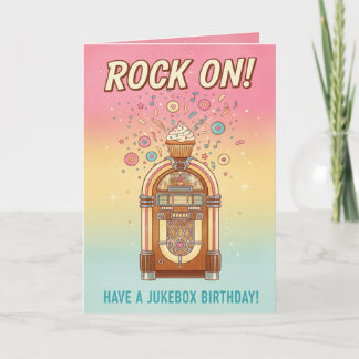 Cartão de Aniversário Musical Retro Jukebox Rock O