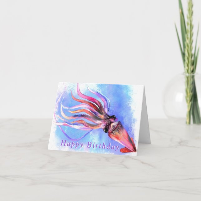 Cartão de Aniversário Nadação de Lula Colorida (Frente)