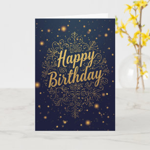 Cartão de Aniversário Navy Dourado Ornamentado