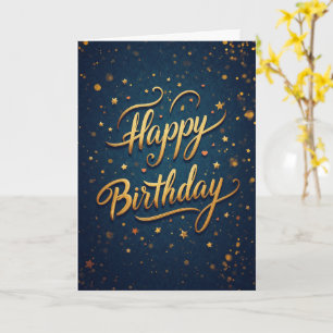 Cartão de Aniversário Navy Gold Stars