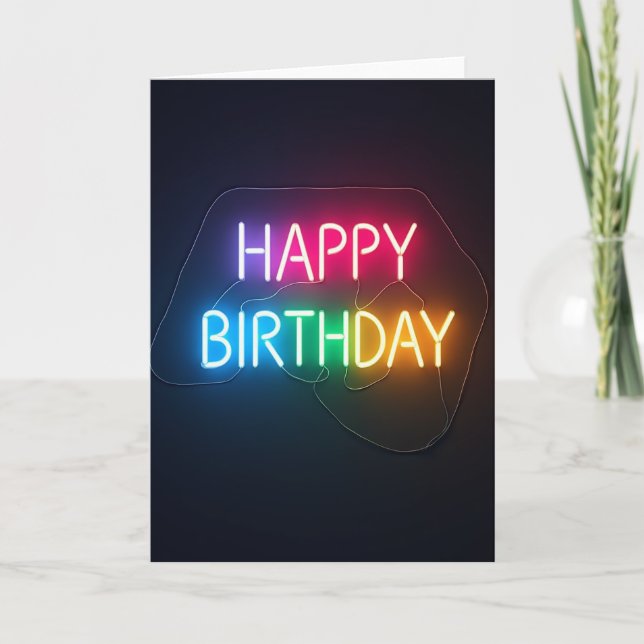 Cartão de Aniversário Neon (Frente)