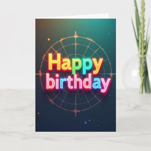 Cartão de Aniversário Neon Alegre