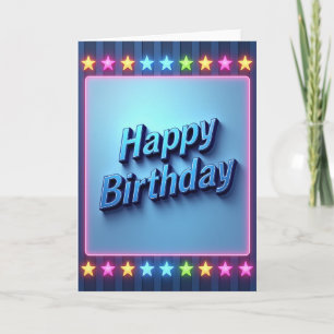 Cartão de Aniversário Neon Brilhante