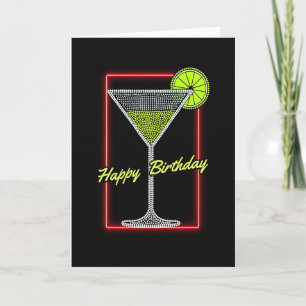 Cartão de Aniversário Neon Cocktail