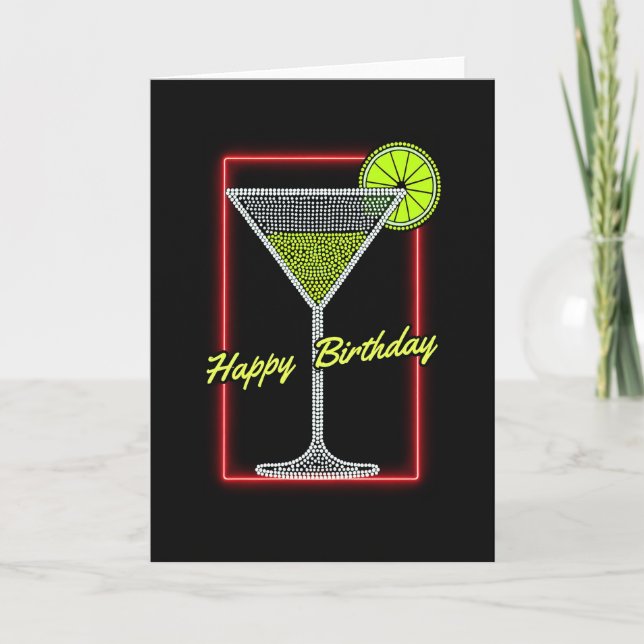 Cartão de Aniversário Neon Cocktail (Frente)