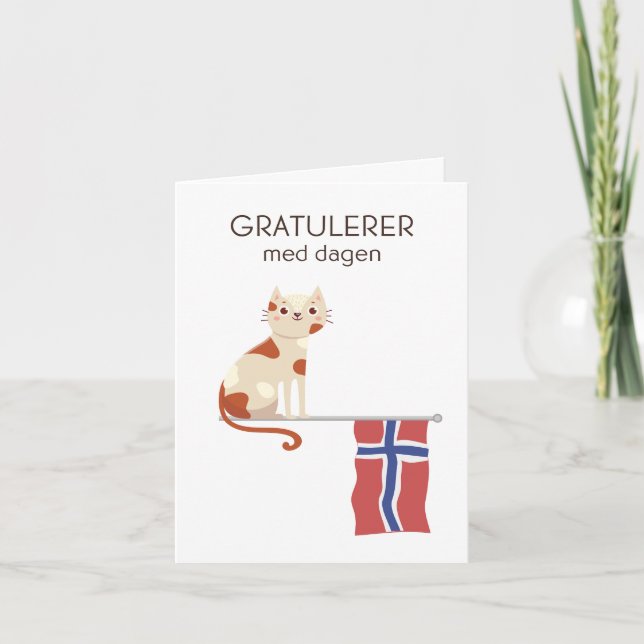 Cartão de Aniversário Norueguês - Gratulerer med d (Frente)