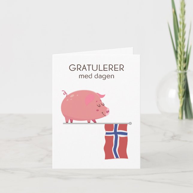 Cartão de Aniversário Norueguês - Gratulerer med d (Frente)