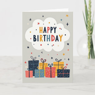 Cartão de Aniversário Nuvem Festiva