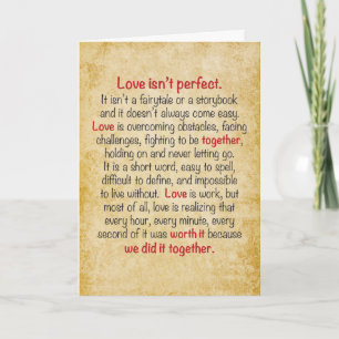 Cartão de Aniversário O Amor Não é Perfeito