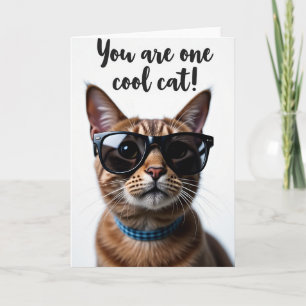 Cartão de Aniversário Óculos de Gato Legal