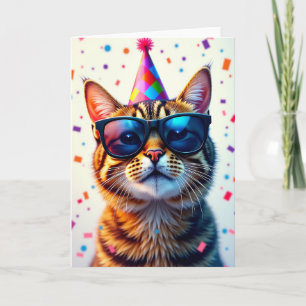 Cartão de Aniversário Óculos de Gato Legal