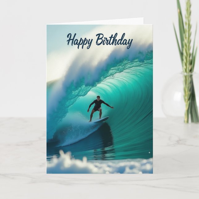 Cartão de Aniversário Onda de Barril (Frente)