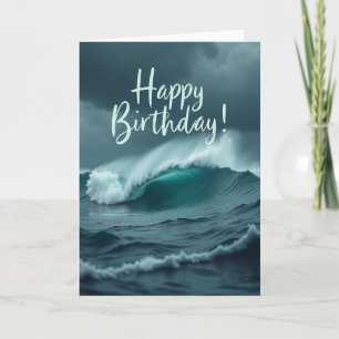 Cartão de Aniversário Onda Teal